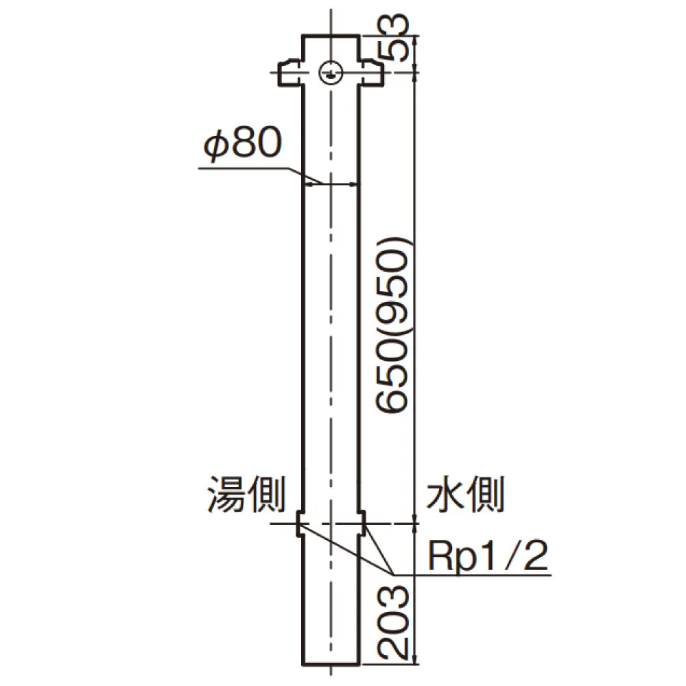 混合水栓柱レゼーナG12KS-寸法図