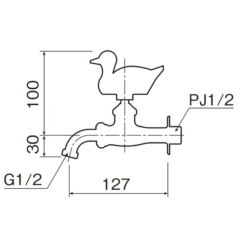 万能ホーム胴長水栓（カモ） BHD13-WD_寸法図