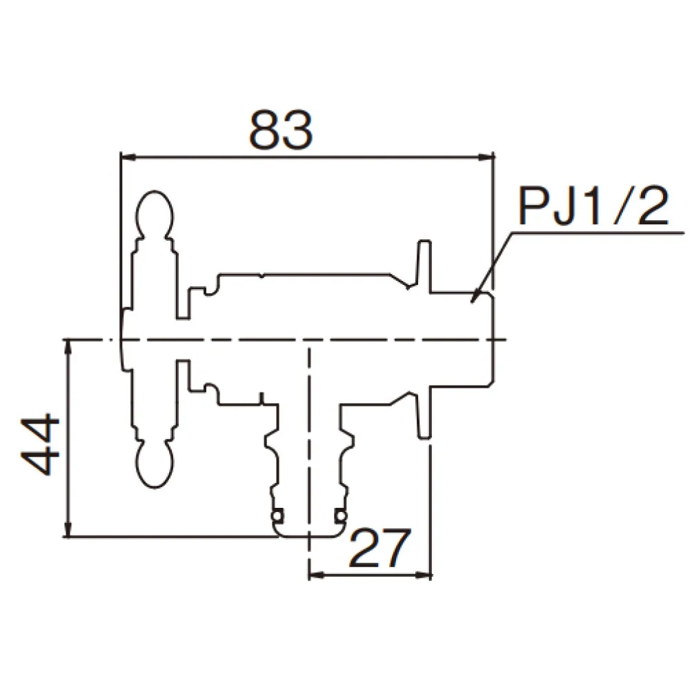 ホース接続水栓（ラダー・研磨） G102-R_寸法図