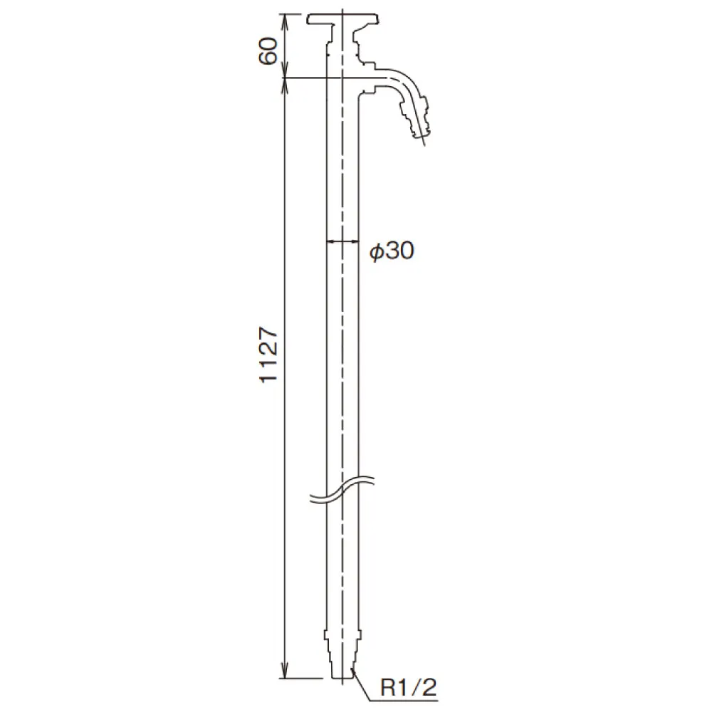 スプリンクルスリム3Dバルブハンドル1200mm G17BV_寸法図面