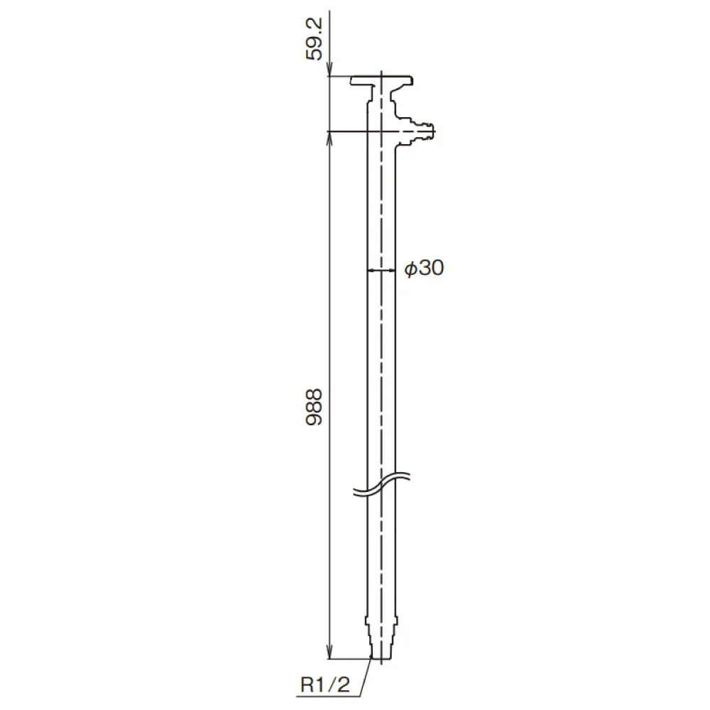 スプリンクルスリムバルブハンドル900mm G19SV_寸法図面